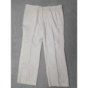 Ann Taylor Factory Pants Women's L White Linen Blend Drawstring Pants